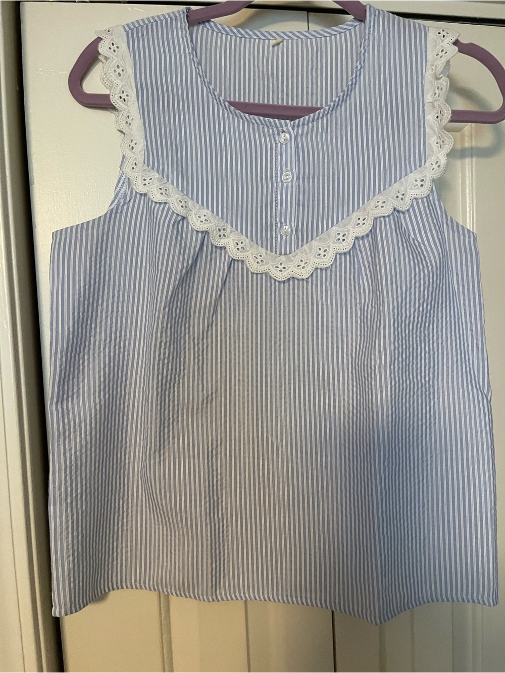 Seersucker eyelet sleeveless top